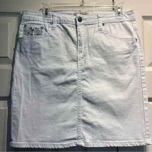 White Jean skirt with rhinestones super cute fun summer embellished